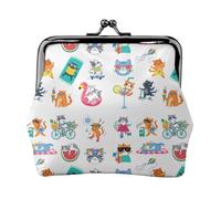 Hello Summer - Monedero con diseño de gato, monedero pequeño de piel sintética para mujer