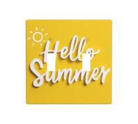 Hello Summer On Yellow with Sun - Placa de pared para interruptor de pared de doble banda, tamaño estándar, 11,4 x 11,4 cm