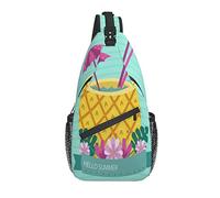 Hello Summer Piña Paraguas Estampado Floral Bolso Cruzado en el Pecho Diagonalmente Sling Mochila Bandolera Bandolera Viajes Senderismo Mochilas para Hombres Mujeres