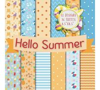 Hello Summer Scrapbook Paper Craft Pad: 12 Cute & Fun Designs, 36 Double-Side Sheets Printed on 8.5"x8.5" Sized Scrapbooking Paper. Perfect for Home ... Junk Journal, Collage, DIY, Mixed Media Etc.
