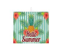 Hello Summer - Tapetes de secado de platos para encimera de cocina, tapete absorbente floral de piña tropical, almohadilla de secado de microfibra a rayas brillantes para protector de bar, 16 x 18