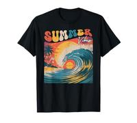 Hello Summer Vibes Groovy Hawaiian Surf Island Wavy Hawaii Camiseta
