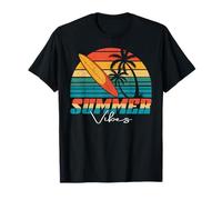 Hello Summer Vibes Hawaiian Surf Island Palmeras Tabla de surf Camiseta