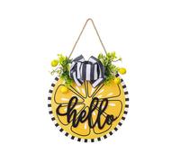 Hello Summers Door Sign Summers Welcome Sign Front Door Decorations Round Wooden Hangings Sign for Beach Restaurant Shop