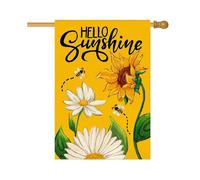 Hello Sun Summer House Flag 28x40 Inch Double Sided Burlap Outdoor Decoration Yellow Daisy Sunflower Holiday Decor
