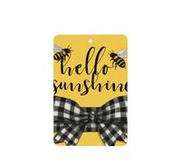 Hello Sunshine - Ambientadores de coche con lazo a cuadros blanco y negro, 4 unidades, tarjetas perfumadas colgantes, tarjetas perfumadas para coche, tabletas de aromaterapia
