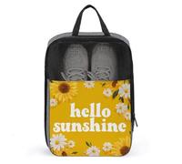 Hello Sunshine and Sunflower on Yellow - Bolsa de zapatos para viajes, uso diario, bolsa de almacenamiento antipolvo para zapatos de golf