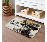 Hello Sunshine - Tapete de baño con diseño de caballo a rayas, divertido diseño artístico de caballo a rayas, floral, absorbente, antideslizante, decoración del hogar, alfombras de baño para baño