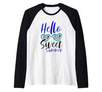 Hello Sweet Summer Heart Gafas de Sol Fun Summer Camiseta Manga Raglan