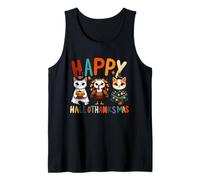 Hello thanksmas Cute Cats Halloween Acción de Gracias Navidad Camiseta sin Mangas