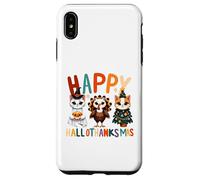 Hello thanksmas Cute Cats Halloween Acción de Gracias Navidad Carcasa para iPhone XS MAX