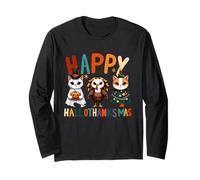 Hello thanksmas Cute Cats Halloween Acción de Gracias Navidad Manga Larga
