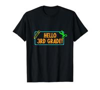 Hello Third Grade! 3rd Grader First Day of School Boy Girl Camiseta gráfica económica, Hombre, Negro, L