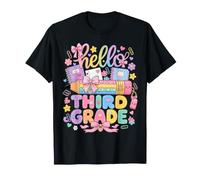 Hello Third Grade Rainbow Pencil Bow Back to School Girls Camiseta