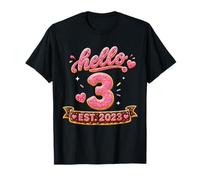 Hello Three Sweet Cookie Third Birthday EST 2025 Party Camiseta
