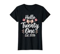 Hello Twenty One EST 2026 Floral 21 Cumpleaños Camiseta