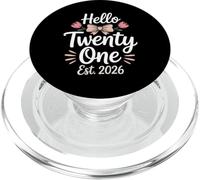 Hello Twenty One EST 2026 Floral 21 Cumpleaños PopSockets PopGrip para MagSafe