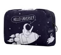 Hello Universe Astronaut Starry Sky - Neceser para mujer, neceser de viaje, bolsa organizadora de maquillaje grande con cremallera, multicolor, 18.5x7.5x13cm/7.3x3x5.1in, Neceser