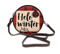 Hello Winter Christmas - Bolso cruzado redondo de piel para mujer, color rojo
