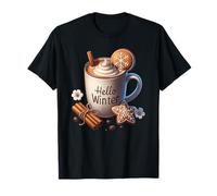 Hello Winter Hot Cocoa Mug For Women with Xmas Gingerbread Camiseta