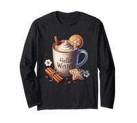Hello Winter Hot Cocoa Mug For Women with Xmas Gingerbread Manga Larga