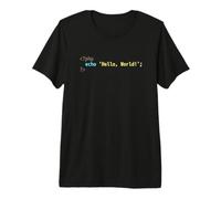 Hello World Código PHP - Diseño de codificador de Esquema de sintaxis Oscura Camiseta Premium