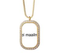 Hello World - Collar finlandés Art Deco de moda con colgante de diamante y cristal dorado