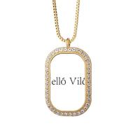 Hello World - Collar húngaro Art Deco de moda con colgante de diamantes de cristal dorado