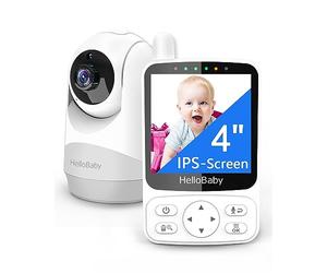 HelloBaby 4" Camara Vigilancia Bebe, 29 Horas de batería Vigilabebes con Camara, Zoom Digital Doble 350°/120°,visión Nocturna infrarroja, Modo Eco