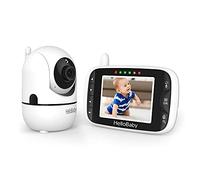 HelloBaby Bebé Monitor Vigilabebés con Cámara y Audio, Pantalla IPS LCD Video Baby Monitor sin WiFi visión Nocturna por Infrarrojos, Temperatura, 8 Idiomas, canción de Cuna (HB65)