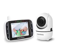 HelloBaby Camara Bebe,Cámara vigilabebés,Vigilabebés con Cámara Pantalla LCD de 3.2",355 º / 120 º Giratorio,Zoom 2X,Visíon Nocturna,Intercomunicador Bidireccional,VOX,Sensor de Temperatura