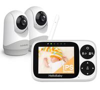 HelloBaby Camara Vigilancia Bebe con 2 Cámaras, Pantalla de 3.2 Pulgadas, Monitor Bebe sin WiFi, Visión Nocturna, Modo Ecológico, Conversación bidireccional, Alcance de 1000 pies para Uso Interior
