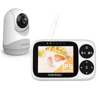 HelloBaby Camara Vigilancia Bebe, Monitor con Pantalla IPS 3.2", Sin WiFi Vigilabebes, 1000ft Alcance, Control Remoto Pan-Tilt-Zoom, 2 Vías Comunicación, Visión Nocturna y Canciones de Cuna