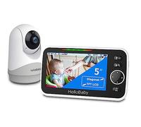 HelloBaby Monitor con cámara y Audio, Pantalla Grande de 5 Pulgadas con batería de 3500 mAh, cámara remota de Zoom panorámico, conversación bidireccional, Modo ecológico, visión Nocturna automática