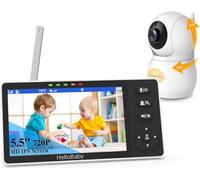 HelloBaby Monitor de bebé con pantalla de 5,5 pulgadas, cámara HD 1080p IPS, sin WiFi, Pan-Tilt-Zoom, comunicación bidireccional