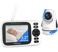 HelloBaby Monitor para Bebés con Cámara, Pantalla IPS 3.2 Pulgadas, Visión Nocturna, Audio Bidireccional, Sensor de Temperatura, Nanas, Alerta de Alimentación vigilabebes con Camara sin WiFi HB6339