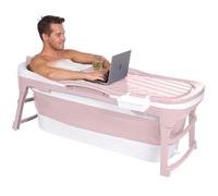 HelloBath® Bañera Plegable Adulto - M, 128 x 60 x 54 cm - Con Cojín, Luz Sumergible, Cesta De Jabón Y Rodillos De Masaje - Bañera plegable Para Baño De Hielo Y Baño Caliente En Verano E Invierno