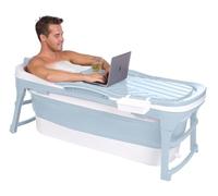 HelloBath® Bañera Plegable Adulto - M, 128 x 60 x 54 cm - Con Cojín, Luz Sumergible, Cesta De Jabón Y Rodillos De Masaje - Bañera plegable Para Baño De Hielo Y Baño Caliente En Verano E Invierno