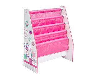 Hellohome 470FLW - Librería de estantes Colgantes para niños con diseño de Flores y pájaros, Color Blanco y Rosa