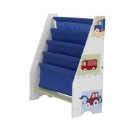 Hellohome Estantería Infantil con diseño de Vehículos, Madera, Blanco, 60.00x51.00x23.00 cm