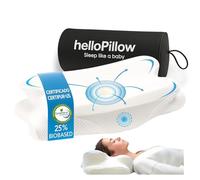 HelloPillow - Almohada Cervicales y Cuello de Espuma Viscoelastica, Almohada Ortopedica, Almohada Ergonómica para Dormir de Lado y Boca Arriba, 60 x 35 x 8/12 cm | (Blanco)