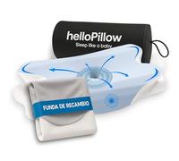 HelloPillow - Almohada + Funda de Recambio, Almohada cervicales y Cuello, Almohada Ortopedica, Almohada Ergonómica para Dormir de Lado y Boca Arriba (Azul y Funda Gris)
