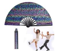 HELLORSO Abanico de mano Boots on The Ground para baile en línea, abanicos grandes para baile de línea, abanico plegable de moda, abanico de mano iridiscente (F1)