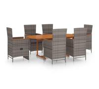 Helloshop26 02_0014046 - Juego de comedor para jardín, muebles al aire libre, 7 piezas, resina trenzada, color gris