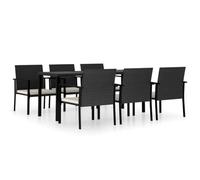 Helloshop26 02_0014055 - Juego de comedor para jardín, muebles al aire libre, 7 piezas, resina trenzada, color negro