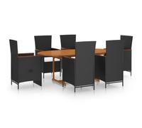 Helloshop26 02_0014056 - Juego de comedor para jardín, muebles al aire libre, 7 piezas, resina trenzada, color negro