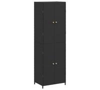 Helloshop26 - Armario de almacenamiento para jardín, 59 x 40 x 180 cm, diseño resistente al agua, gran espacio de almacenamiento de resina trenzada, color negro 02_0046636