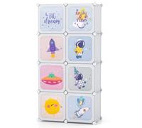 Helloshop26 - Armario modular portátil (71 x 36 x 142 cm, con 8 cubos y sección de armario, diseño lindo, en PP, color blanco