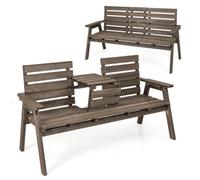 Helloshop26 - Banco de exterior con mesa central plegable, 160 x 64 x 86 cm, confort para 3 personas, estilo rústico, madera de abeto café 20_0019459