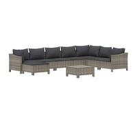 Helloshop26 - Juego de muebles de exterior, 9 piezas con cojines, color gris resina trenzada 02_0018007